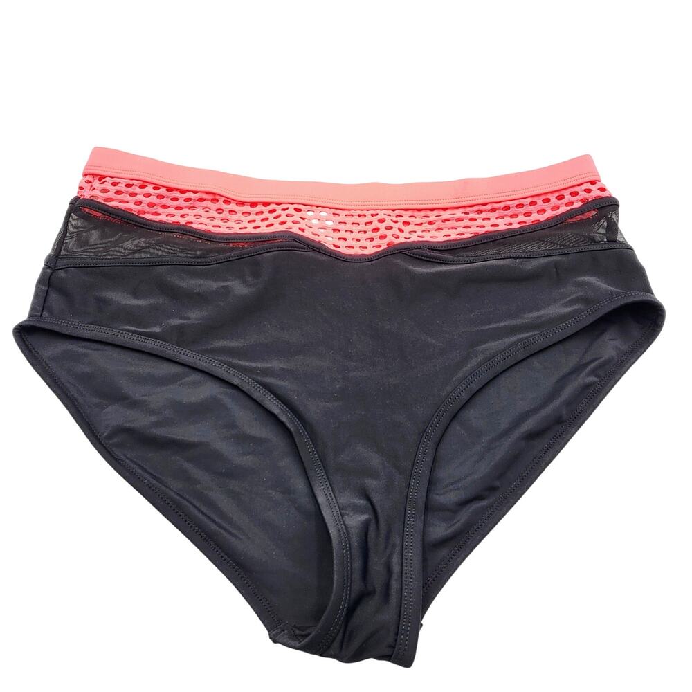 Forever 21+ Plus Size Black & Pink Mesh Waist Detail Bikini Bottoms Women's 0X